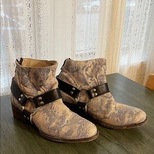 Freebird Snakeskin Boots with Black Straps